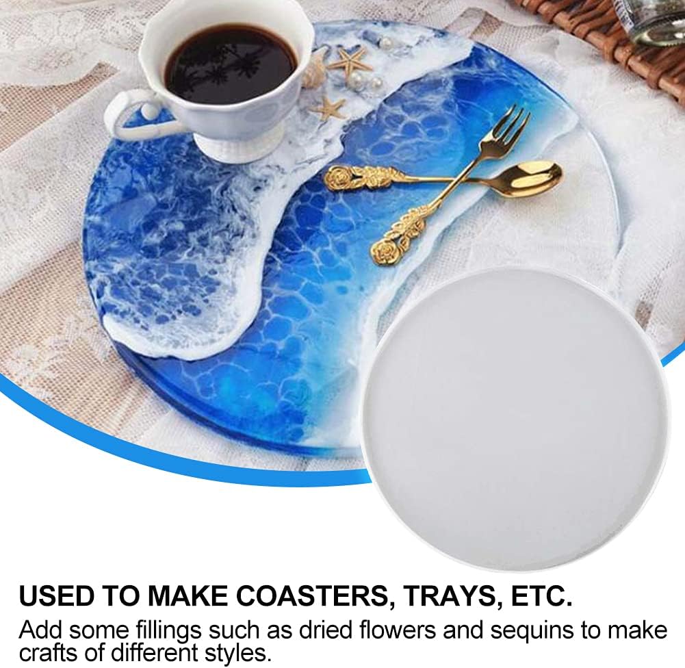 Resin Tray Molds, Silicone Round Rolling Tray Molds, 11.8 Inch for Epoxy Resin Y848