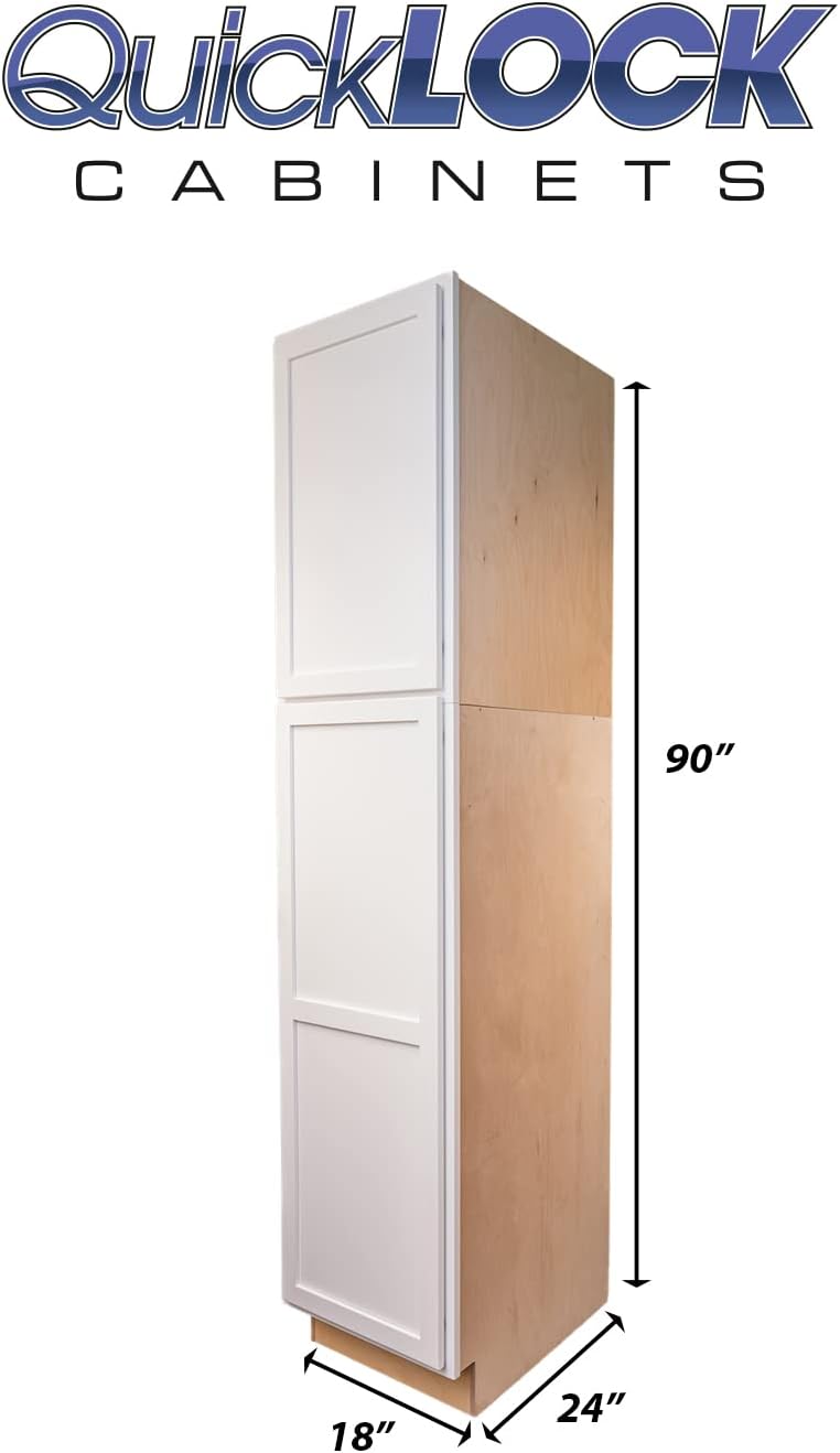 Quicklock RTA Shaker Base Kitchen Cabinet, 100% Plywood, Soft Close, Pure White I474002
