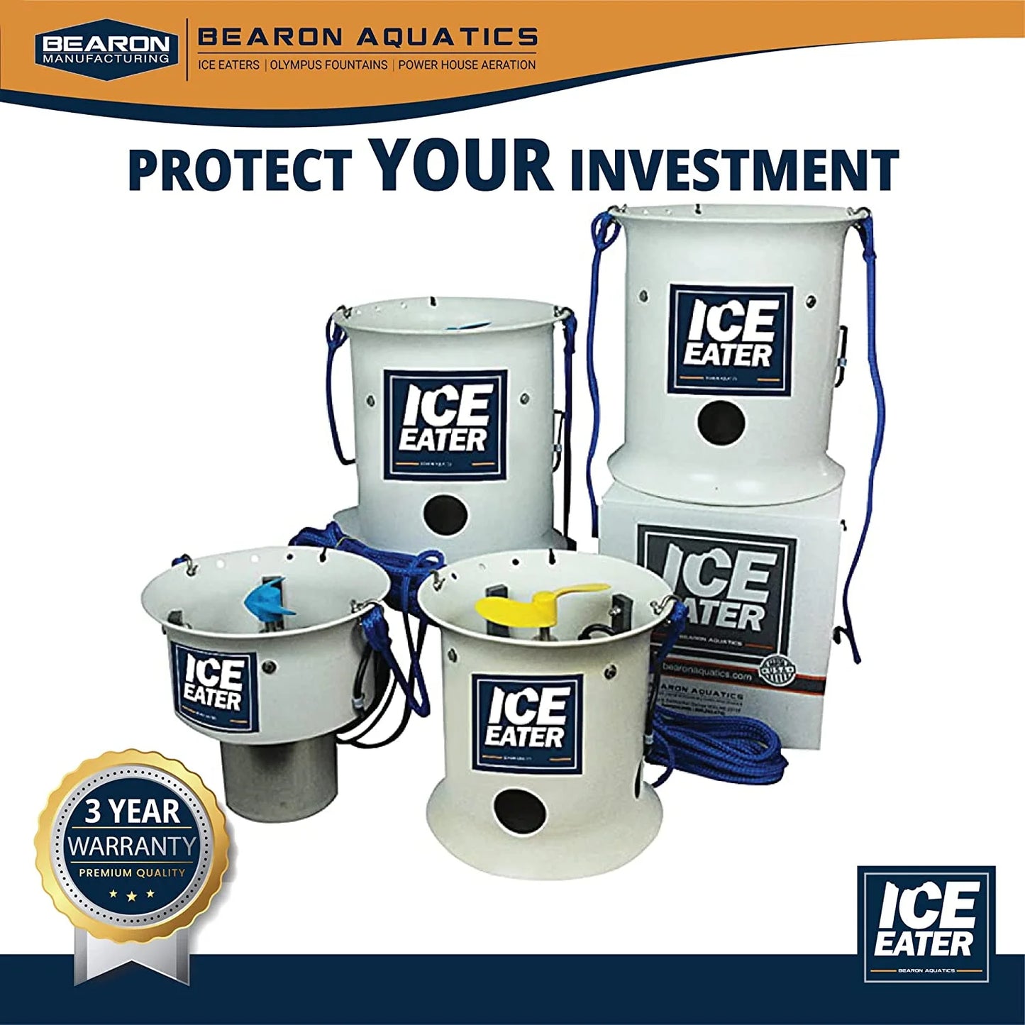 ICE EATER P1000/150-1 Horse Power 115V Pond Deicer with 150 ft Power Cord L58102