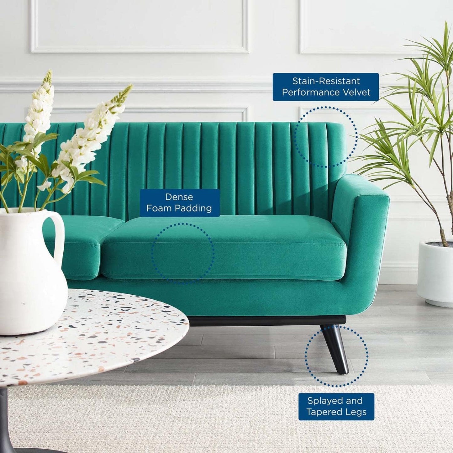 Modway Engage Channel Tufted Velvet Loveseat Teal A82221