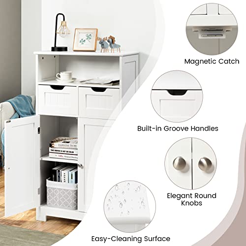 Bathroom Storage Cabinet with 2 Drawers and Adjustable Shelf, Black A9099