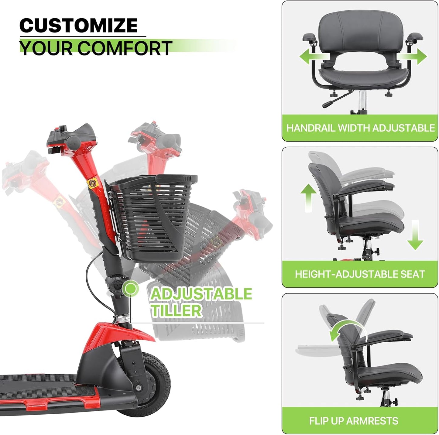 Magshion 3-Wheel Folding Mobility Scooter for Adults S71968