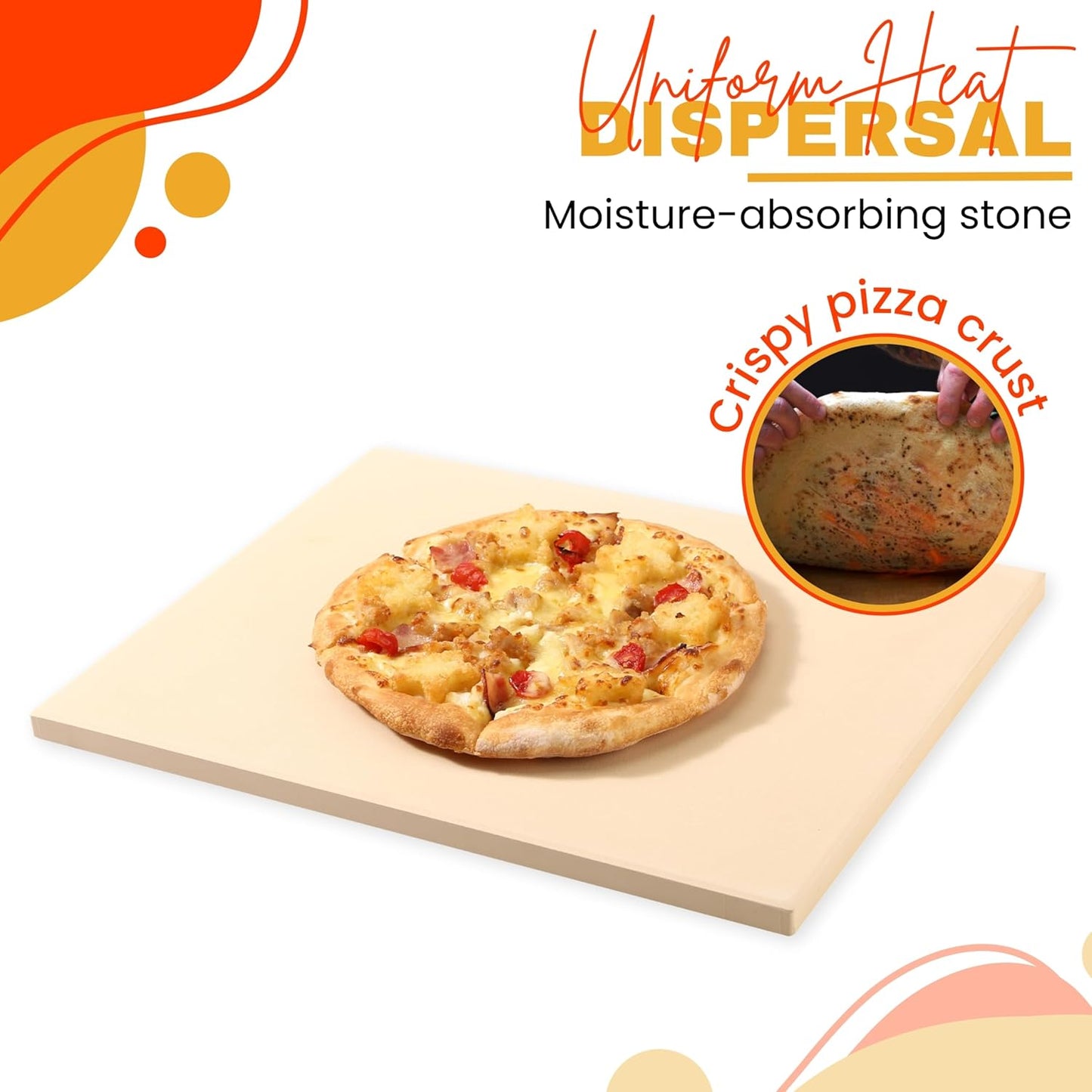 Pizza Stone Set of 3 with Wooden Peel and Stainless Steel Cutter A759