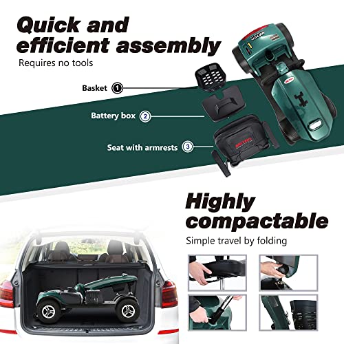 Electric Mobility Scooter for Adults and Seniors, 4-Wheel, 300 lbs Capacity V8943