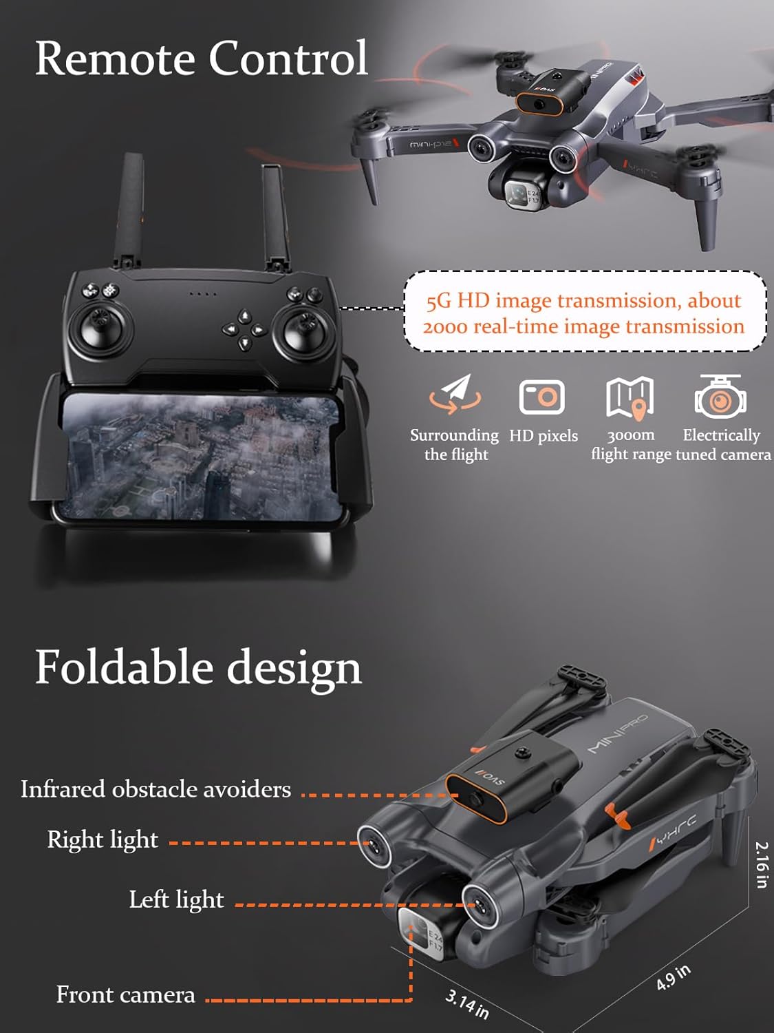 Drone with Camera for Adults Kids, 1080P HD FPV, 90° Adjustable Lens, RC Quadcopter Z649