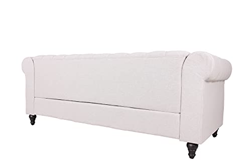 Chesterfield Sofa with Nail-Head Trim, Modern Fabric Accent Chair E8175