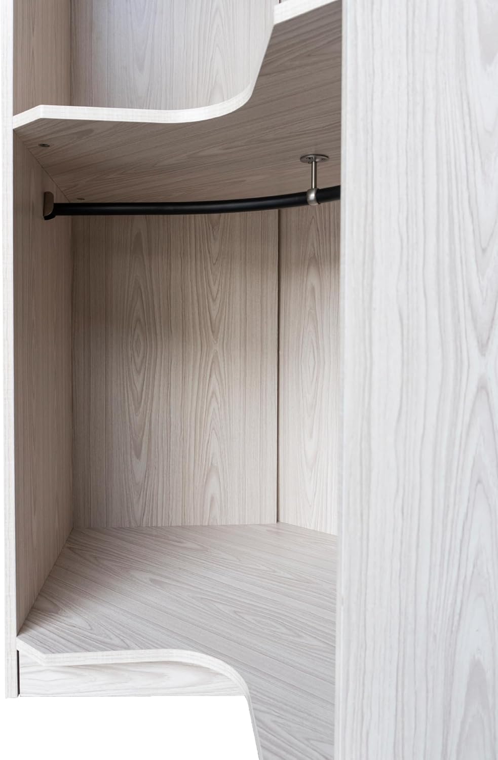 Corner Armoire Wardrobe Closet Cabinet with Hanging Rail, 64" H, Natural I182