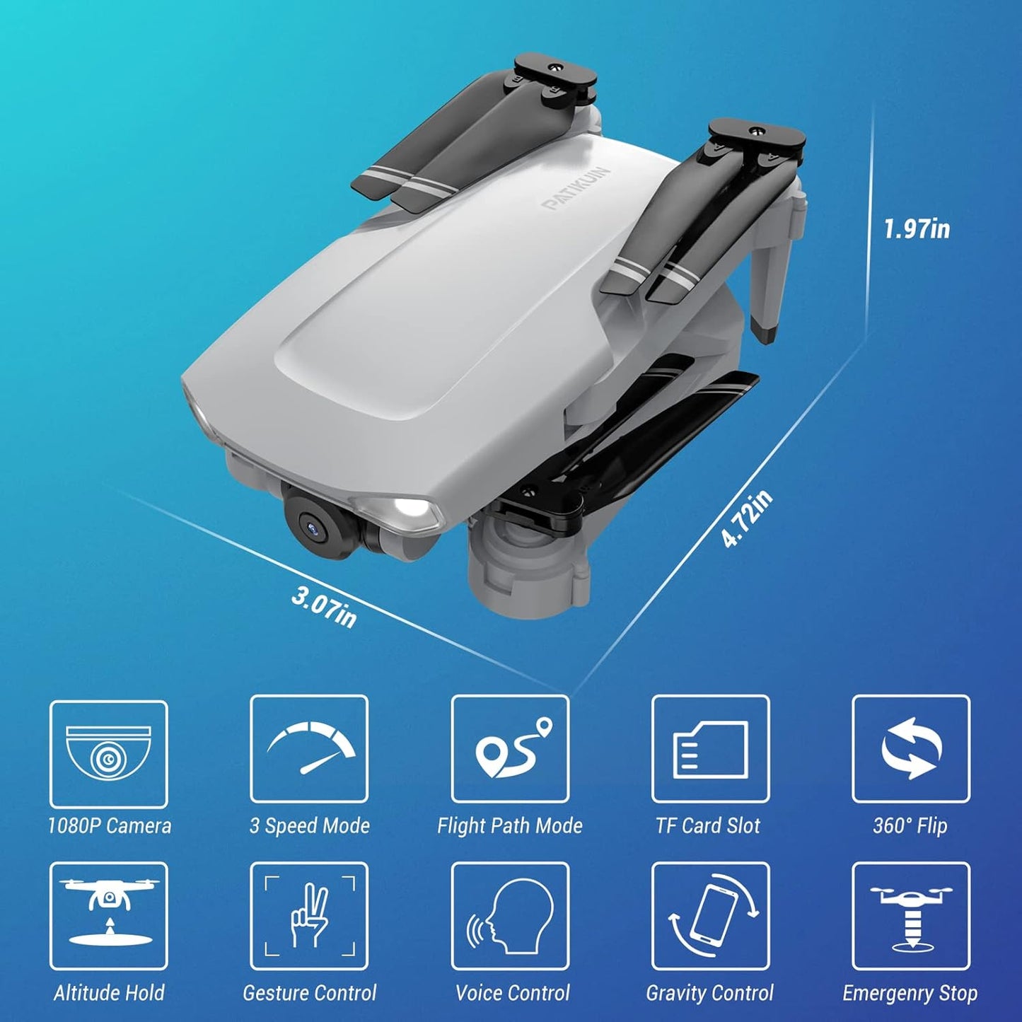 Patikuin S300 HD 1080P FPV Foldable Drone for Adults S9444