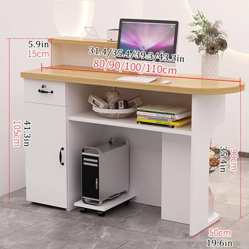 Reception Desk with LED Lights and Lockable Drawers Z460