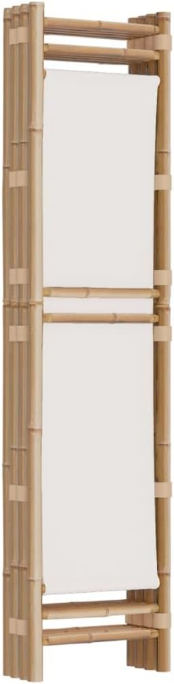 Bamboo 4-Panel Room Divider 63" Cream White Y56303