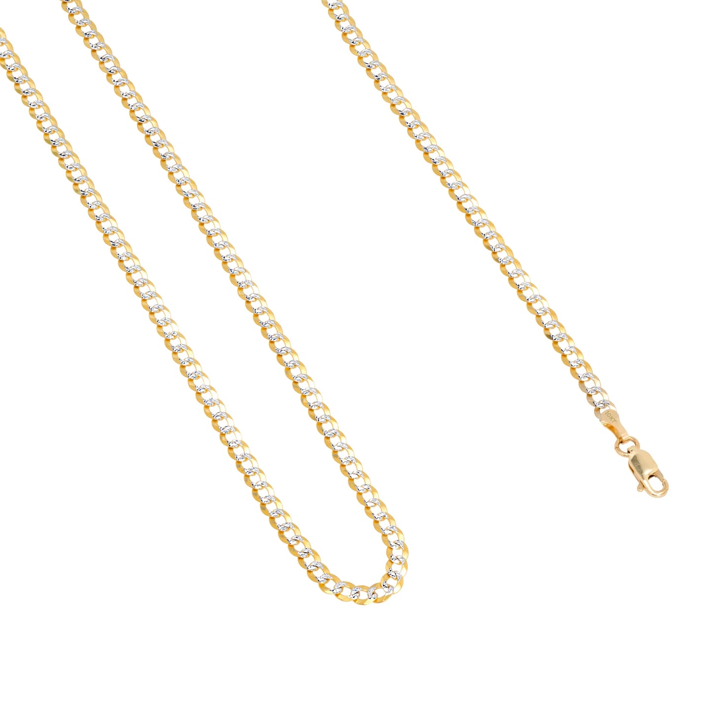 Nuragold 10k Yellow Gold Solid 4mm Cuban Chain Pendant Necklace O21459