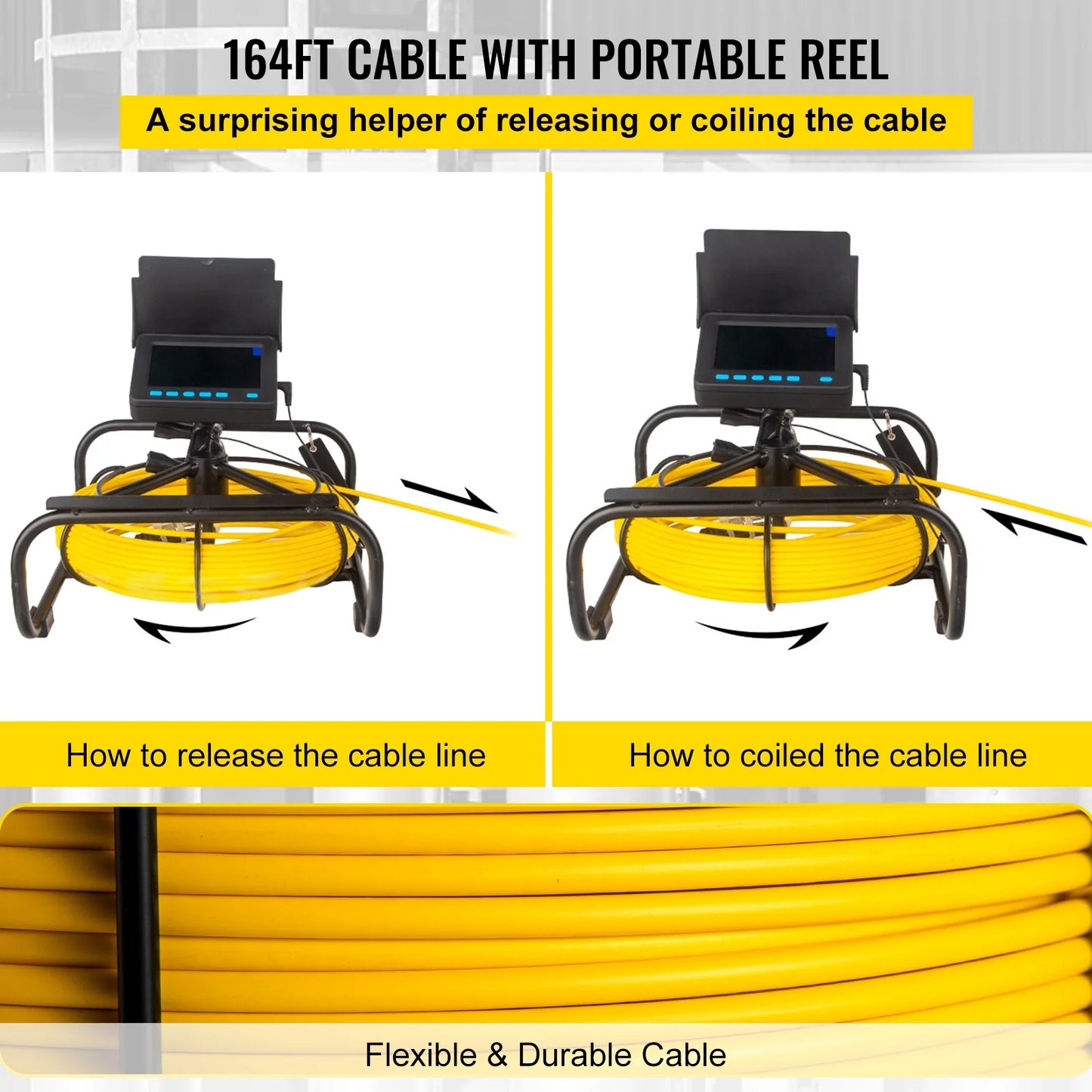 BENTISM Sewer Camera 164FT Cable Pipeline Inspection Camera with 4.3" Monitor R187