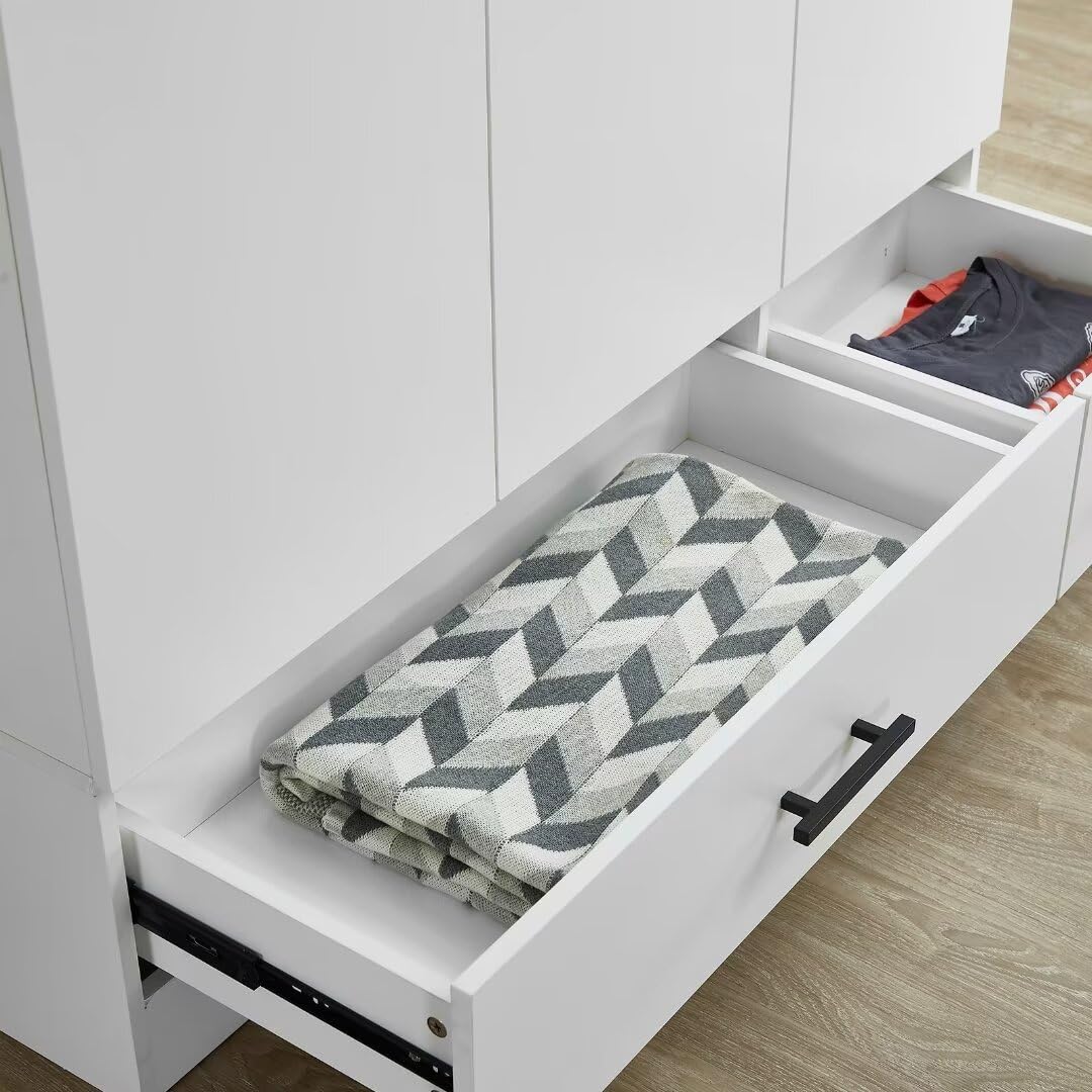White Armoire Wardrobe with 3 Doors and 2 Drawers H660555