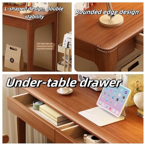Computer Desk with Chair Set, Wood Writing Desk, Brown M22996