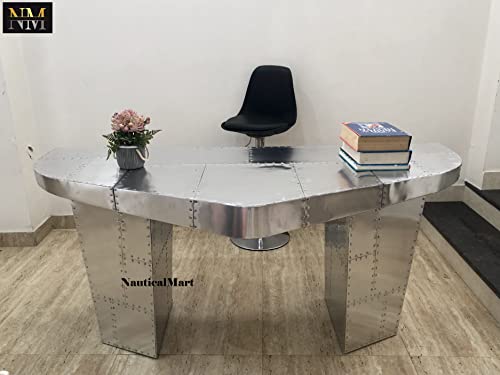 NauticalMart Aviator Wing Shaped Aluminium Desk 72 Inches Q718251