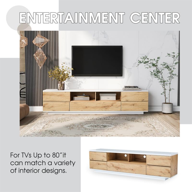 TV Stand for Living Room Entertainment Center with Storage, Natural M98184