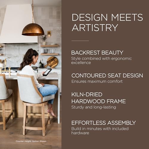 Maven Lane Vienna 26 Inch Counter Height Rotating Barstool, Weathered Oak, Set of 2 E2552