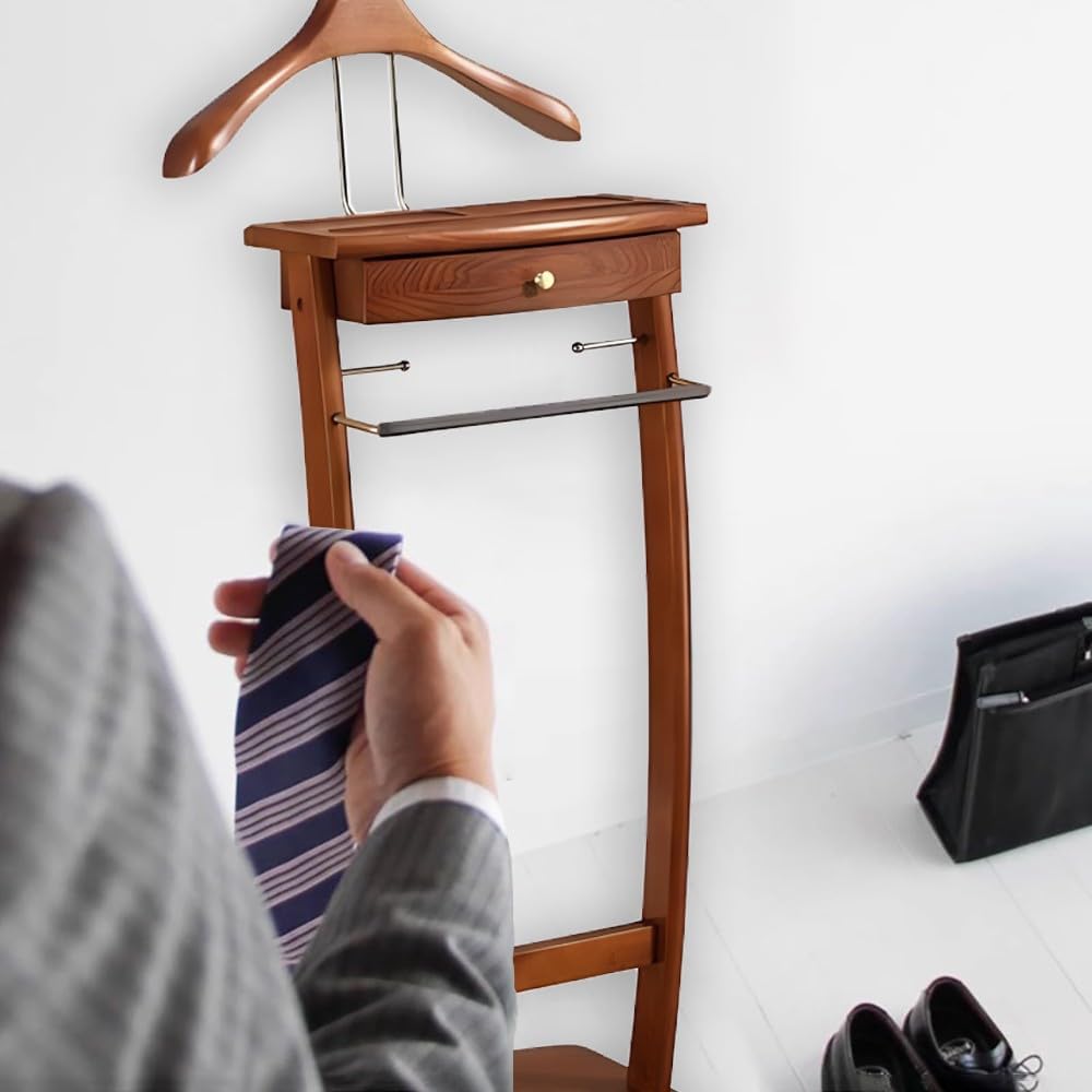 Solid Wood Suit Rack with Pants Bracket and Tie Holder L88096