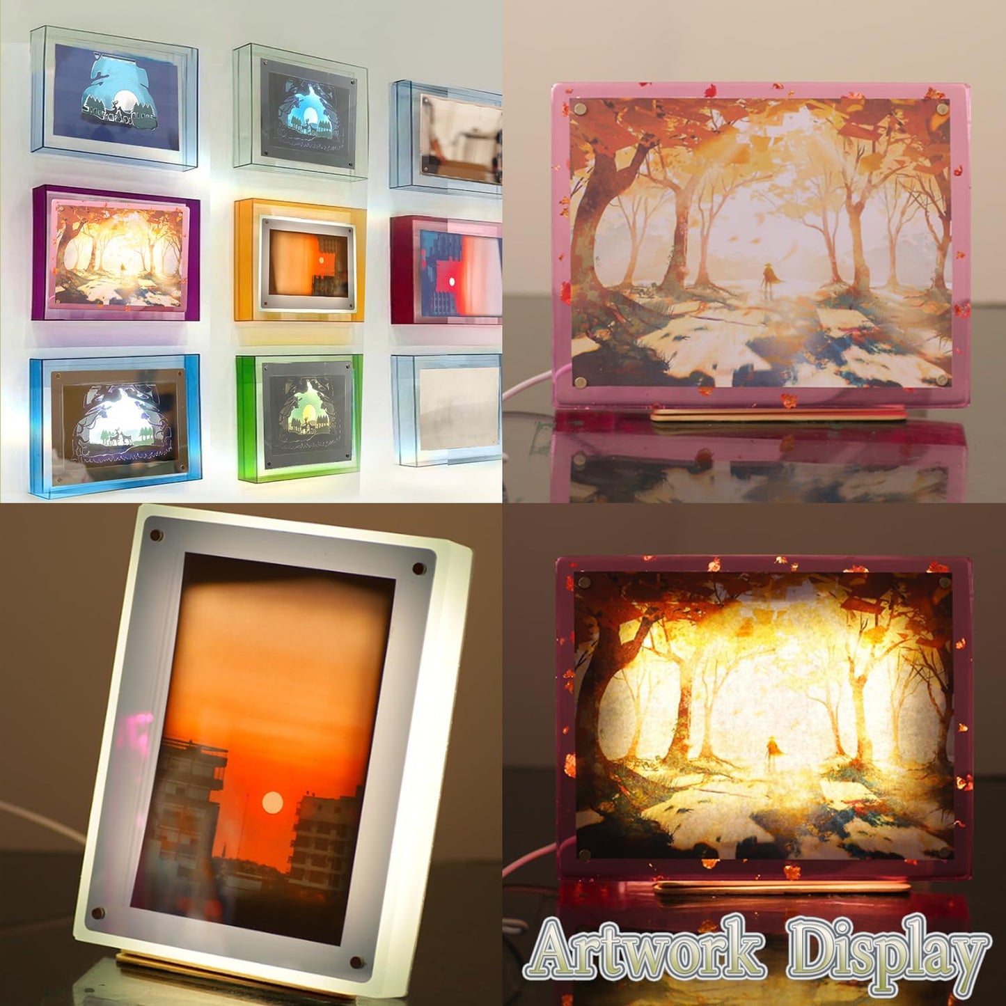 BOSOIRSOU 19 pcs Luminous Photo Frame Resin Casting Mold Set, Rectangle Silicone Molds for DIY Crafts Q51998
