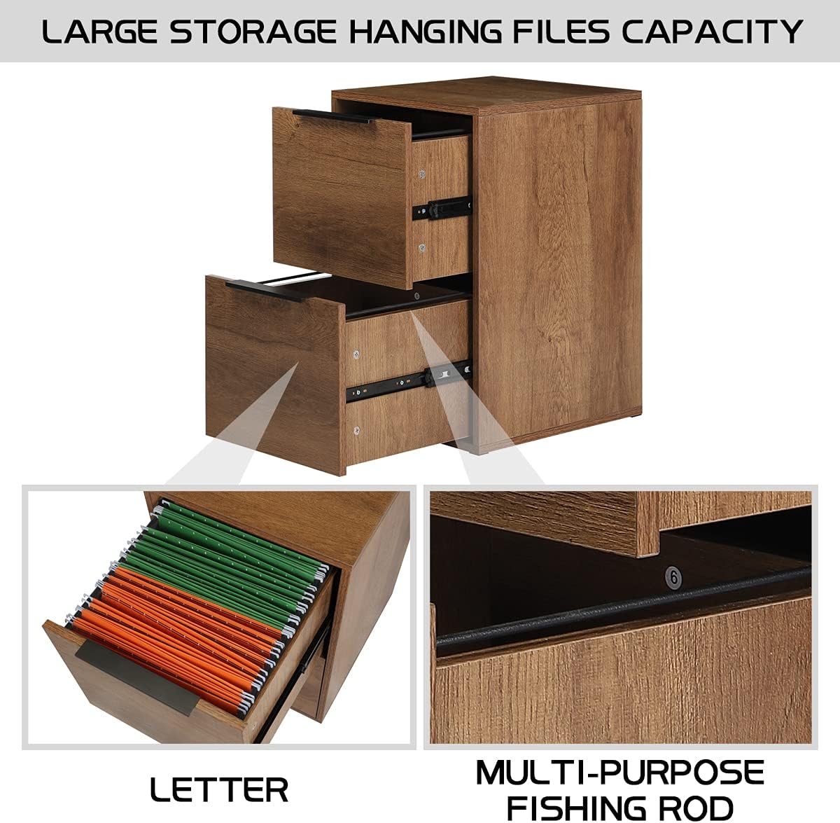 GREATMEET Wood 2 Drawers Vertical File Cabinet for Letter Size, Home Office K8741