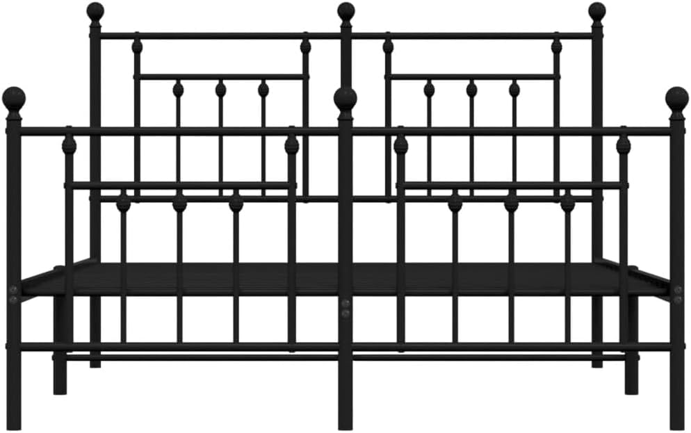 vidaXL Powder Coated Steel Bed Frame Double with Headboard and Storage W97952