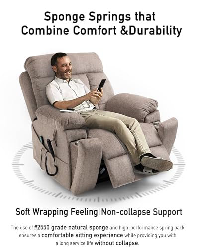 Large Power Lift Recliner Chair for Elderly with Heated Massage, Extra Wide Seat A72600