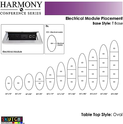 Harmony Series 16' Modular Conference Table with Power Modules, Black Oak P308