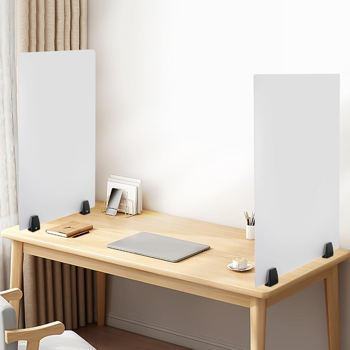 2PCS Acrylic Desk Dividers with Clamp, Dual Frosted Plexiglass Privacy Panels, 30 x 18 inch G68502