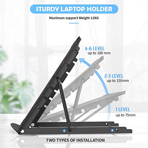 Foldable Laptop Stand for Desk, Ventilated, Adjustable (Black) F75332
