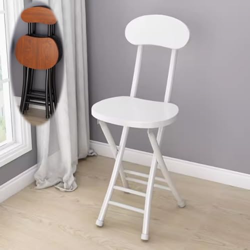18" Folding Stool with Backrest, Outdoor Travel Stool, Portable Foldable Barstools, for Kitchen/Camping/Fishing/BBQ(White oak -black)
