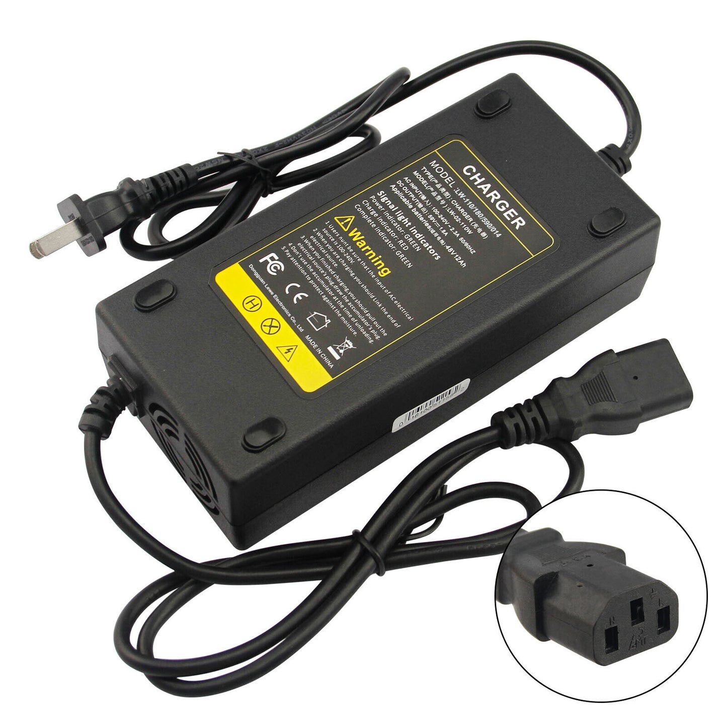 48V 1.8A Electric Scooter E-Bike Battery Charger 3 Holes Plug S5372