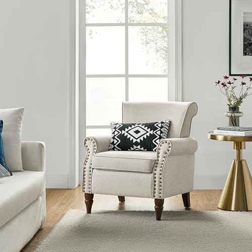 HULALA HOME Accent Chairs Set of 2 with Wood Legs, Modern Wingback Armchair, Red H38101