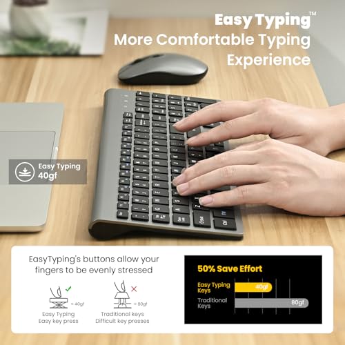 Wireless Keyboard and Mouse Combo, Compact Full Size, 2.4G Ultra-Thin, for Windows PC and Laptop - Blue C3065