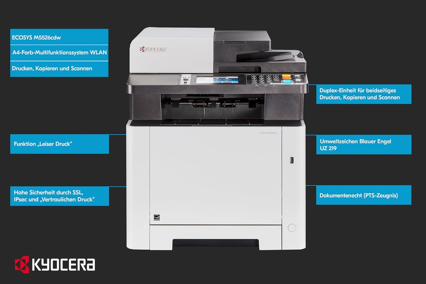 KYOCERA ECOSYS M5526cdw All-in-One Color Laser Printer, Wireless, Duplex, 27 ppm K3531