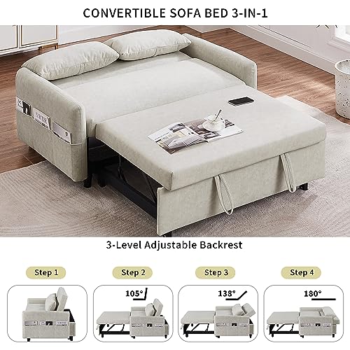 GIA 3 in 1 Convertible Sleeper Sofa Futon Couch with Adjustable Backrest, Gray K696399