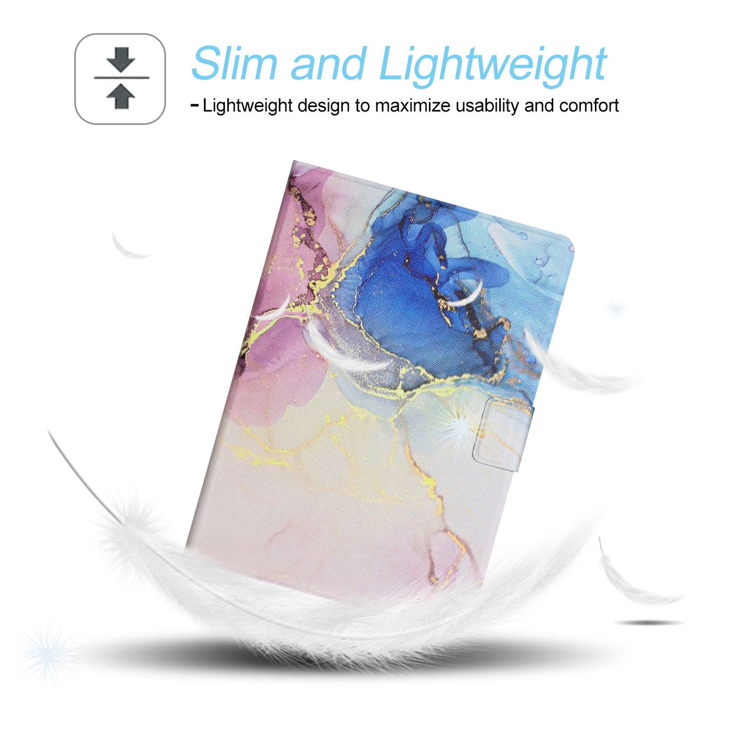 UUCOVERS Fire HD 10 Tablet Case 11th Gen 2021, PU Leather Stand Case, Marble Pink Blue W261292