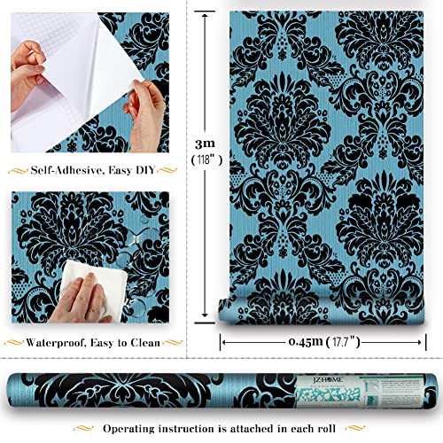 Damask Peel and Stick Wallpaper 17.7" x 32.8ft Removable Vinyl Roll Y281970