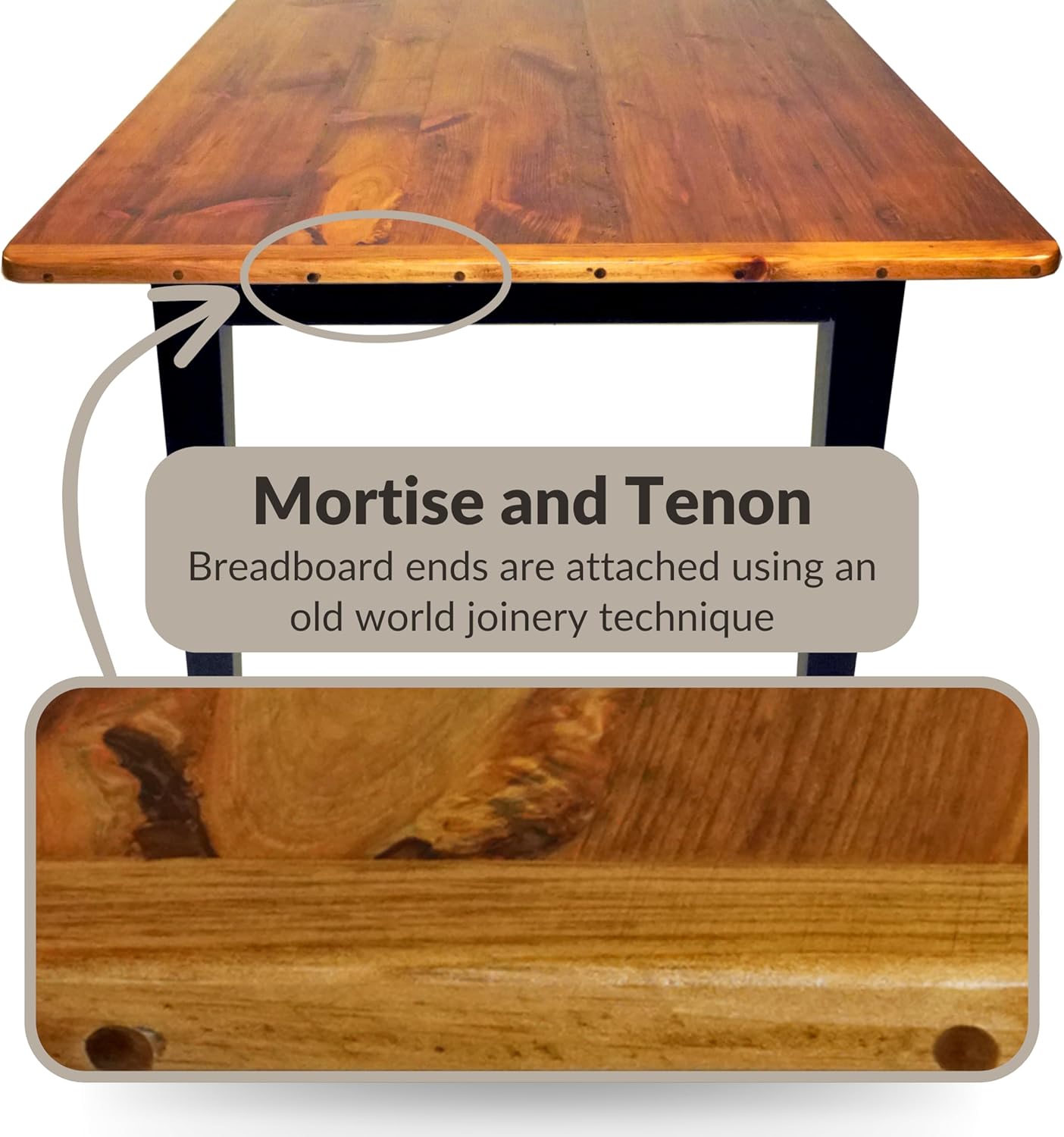 Amish Reclaimed Solid Wood Farmhouse Dining Table with Breadboard Ends M246