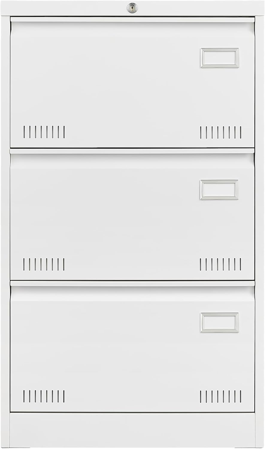 Locking 3-Drawer Metal Lateral File Cabinet, White Y445167