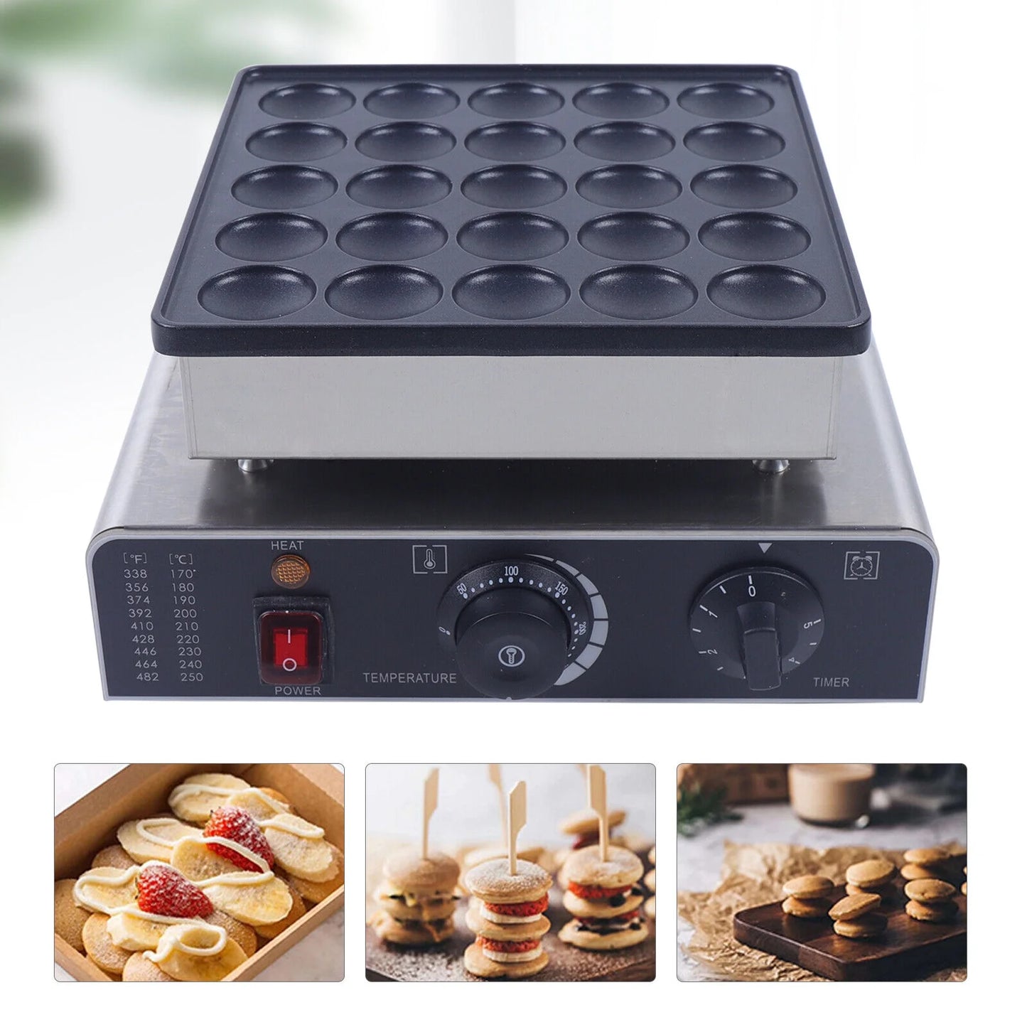 800W Commercial Nonstick Waffle Maker Mini Dutch Pancake Baker E43707