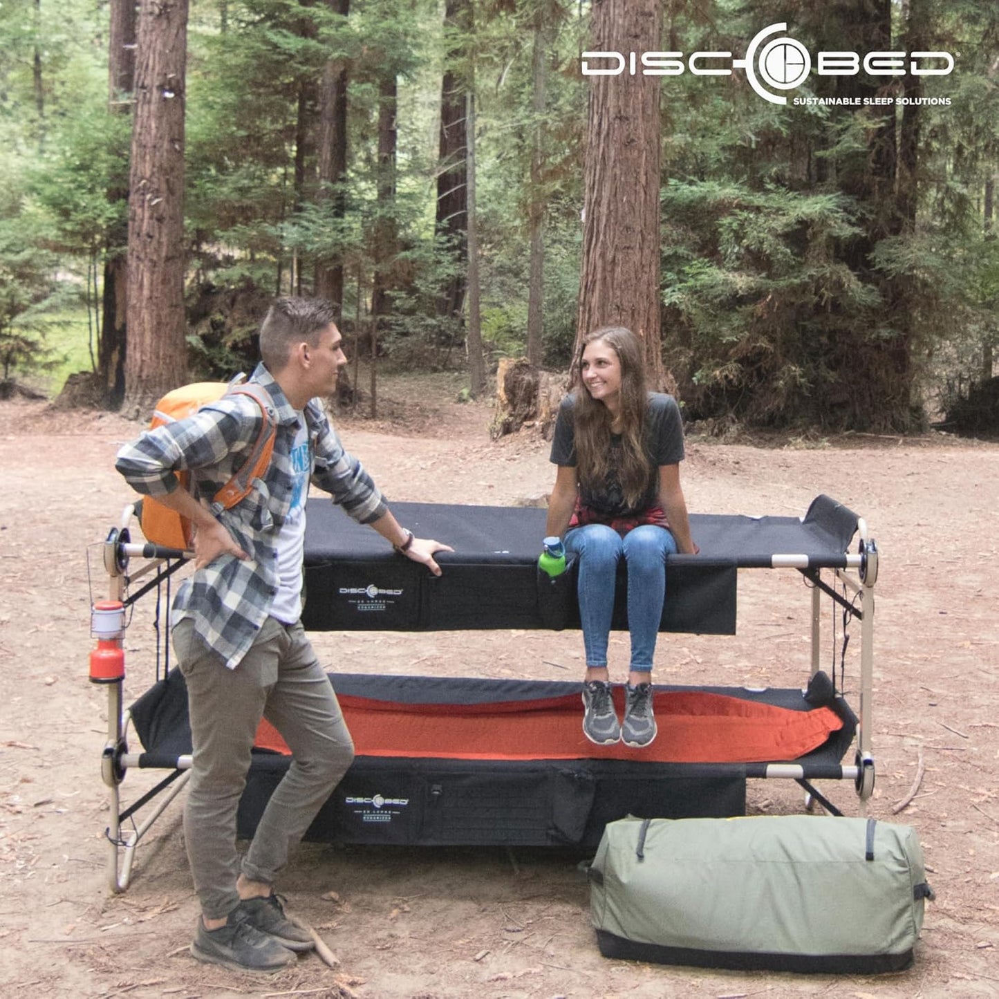 Outdoor Convertible 2 Person Camping Cot with Side Organizers B171