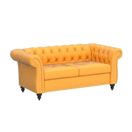RARZOE Traditional Chesterfield Loveseat Sofa, Button Tufted Velvet Couch with Nailhead Trim J278