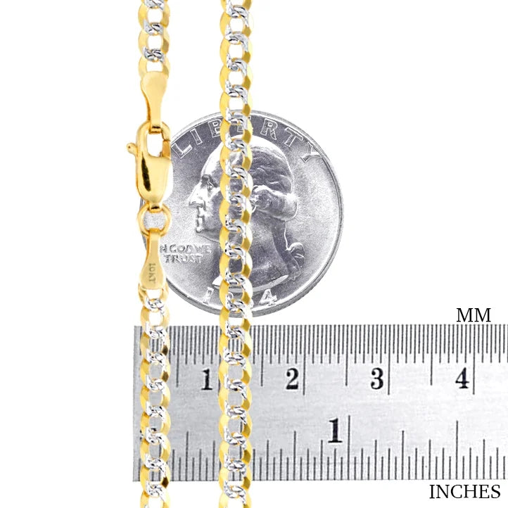 Nuragold 10k Yellow Gold Solid 4mm Cuban Chain Pendant Necklace O21459
