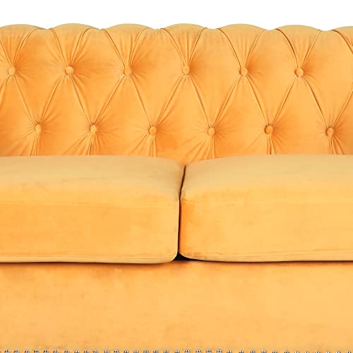 RARZOE Traditional Chesterfield Loveseat Sofa, Button Tufted Velvet Couch with Nailhead Trim J278