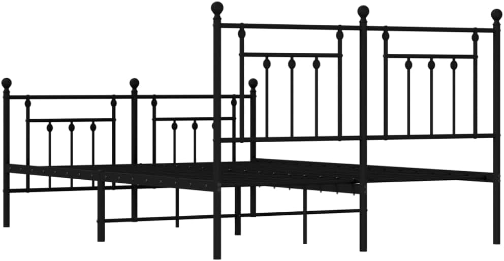 vidaXL Powder Coated Steel Bed Frame Double with Headboard and Storage W97952