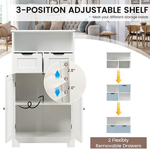Bathroom Storage Cabinet with 2 Drawers and Adjustable Shelf, Black A9099