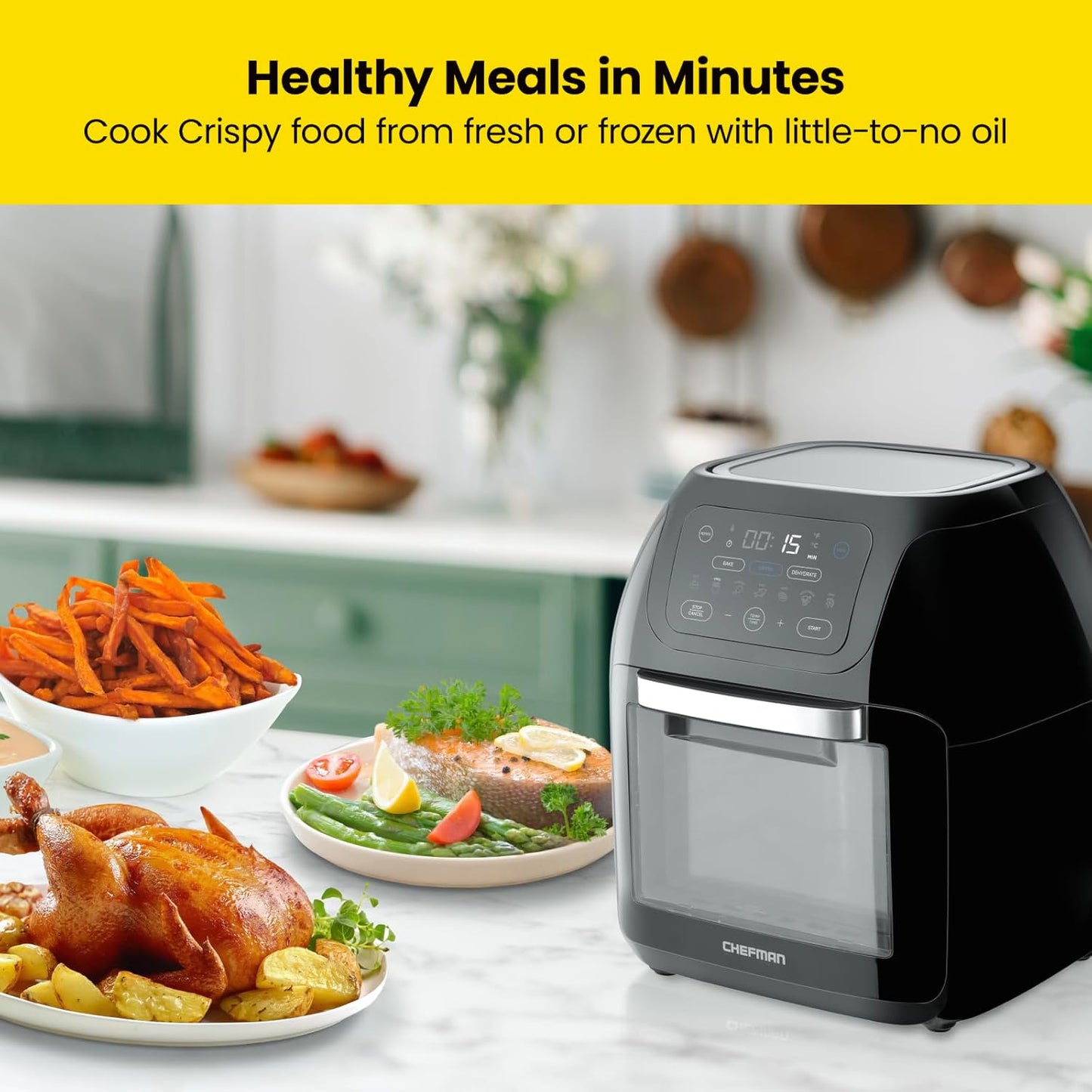 CHEFMAN Multifunctional Digital Air Fryer with Rotisserie, Dehydrator, 5 Qt W4818