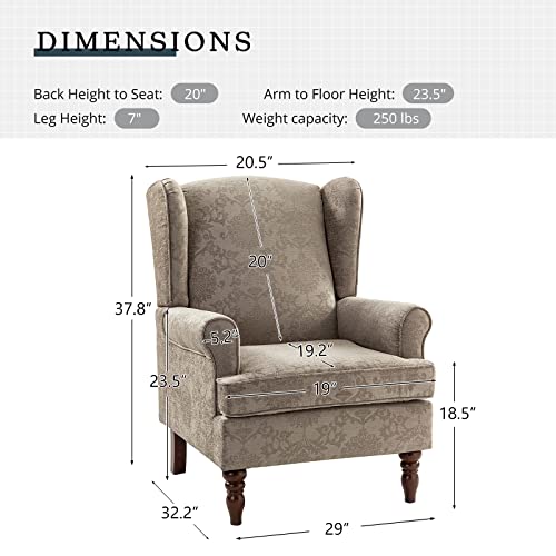 HULALA HOME Wingback Accent Chairs Set of 2 with Wood Legs E7136