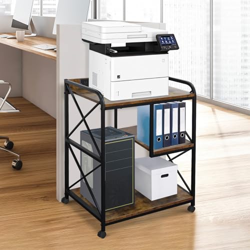 Printer Stand with Storage for Home Office, Black W355