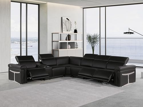 Riccardo 6-Piece Italian Leather Sectional Sofa with Power Reclining Seats, White L74812